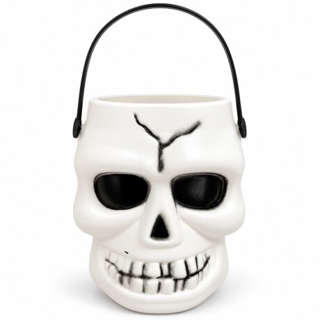 Caramelera balde calavera Halloween Blanco