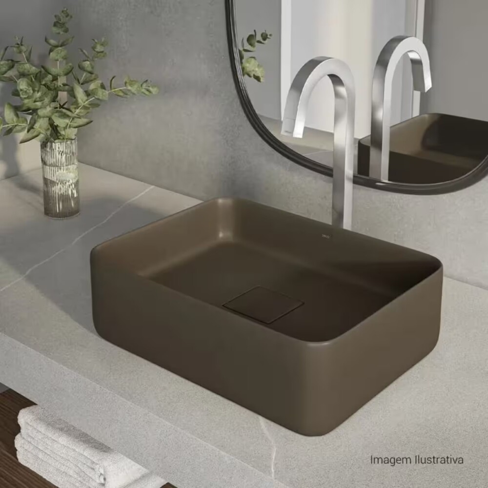 Bacha de apoyo rectangular 40x30 cm Marrón mate Deca Bacha De Apoyo Rectangular 40x30 Cm Marrón Mate Deca