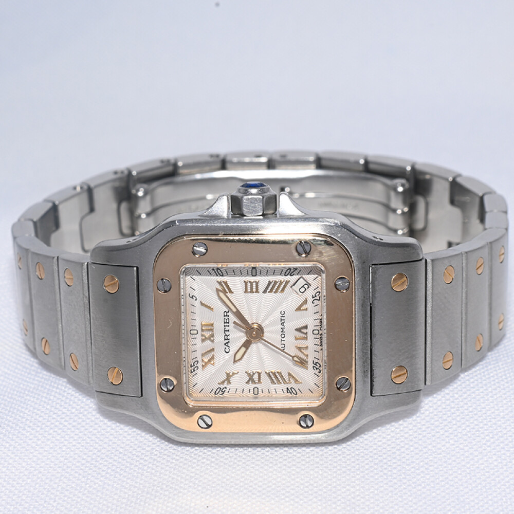 Cartier Santos Galbee, 24 mm, acero y oro, modelo 2423, automático con calendario. Cartier Santos Galbee, 24 mm, acero y oro, modelo 2423, automático con calendario.