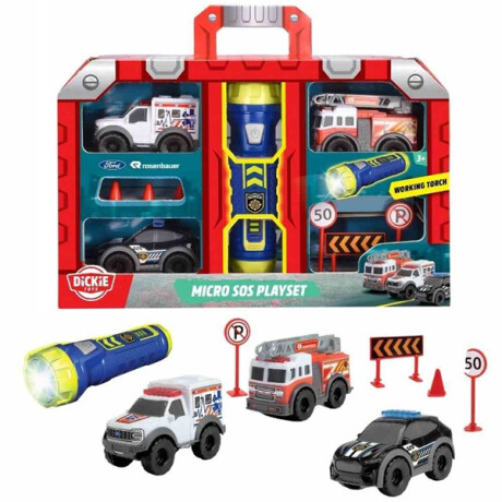 Dickie Toys Micro Sos Playset Ford Mini Vehículos De Rescate Dickie Toys Micro Sos Playset Ford Mini Vehículos De Rescate
