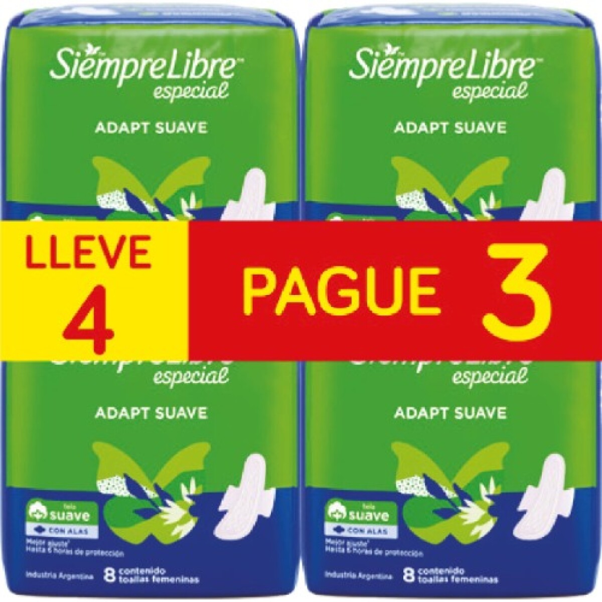 Siempre Libre Toallitas Especial Adapt Suave con Alas 4x3 | Higiene y Comodidad