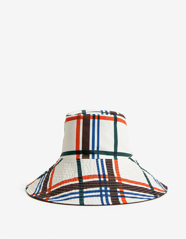 Sombreros verano Piluso Reversible Liso Y Con Estampa Cuadrille - Combinacion Multicolor