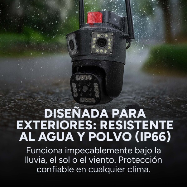 Cámara Triple Wifi Seguridad Exterior Nocturna 360 Exterior Color NEGRO