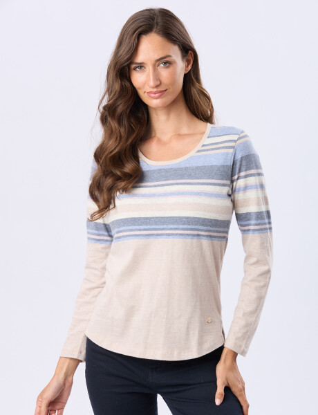 REMERA RAYADA Beige