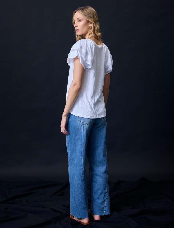 Blusa Manga Volados BLANCO