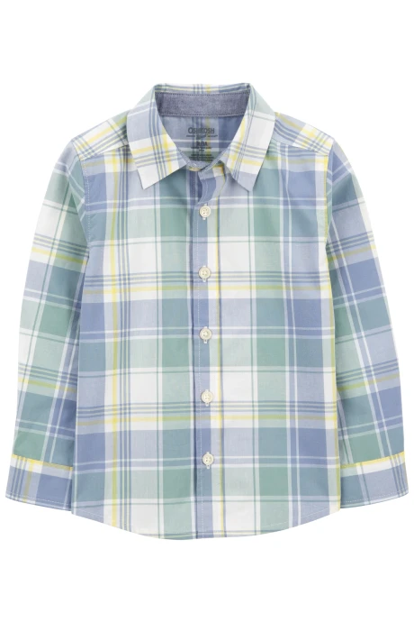 Camisa de algodón, manga larga, diseño a cuadros Camisa de algodón, manga larga, diseño a cuadros