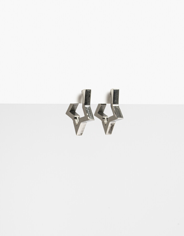 Aros Argollas Metal Aros Argolla De Acero Estrella - Plateado