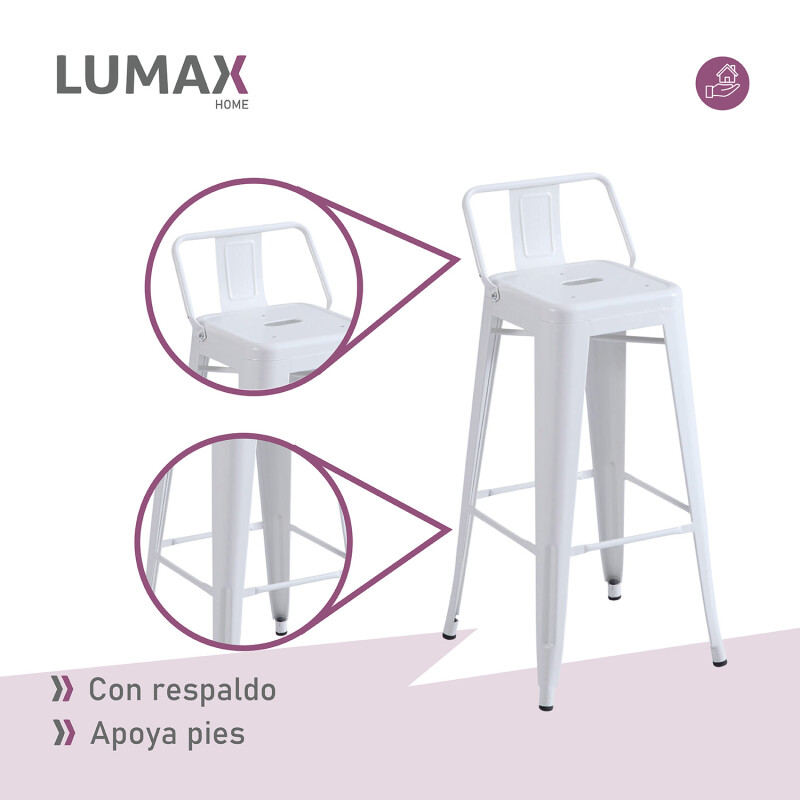 Taburete Tolix en metal con respaldo Blanco
