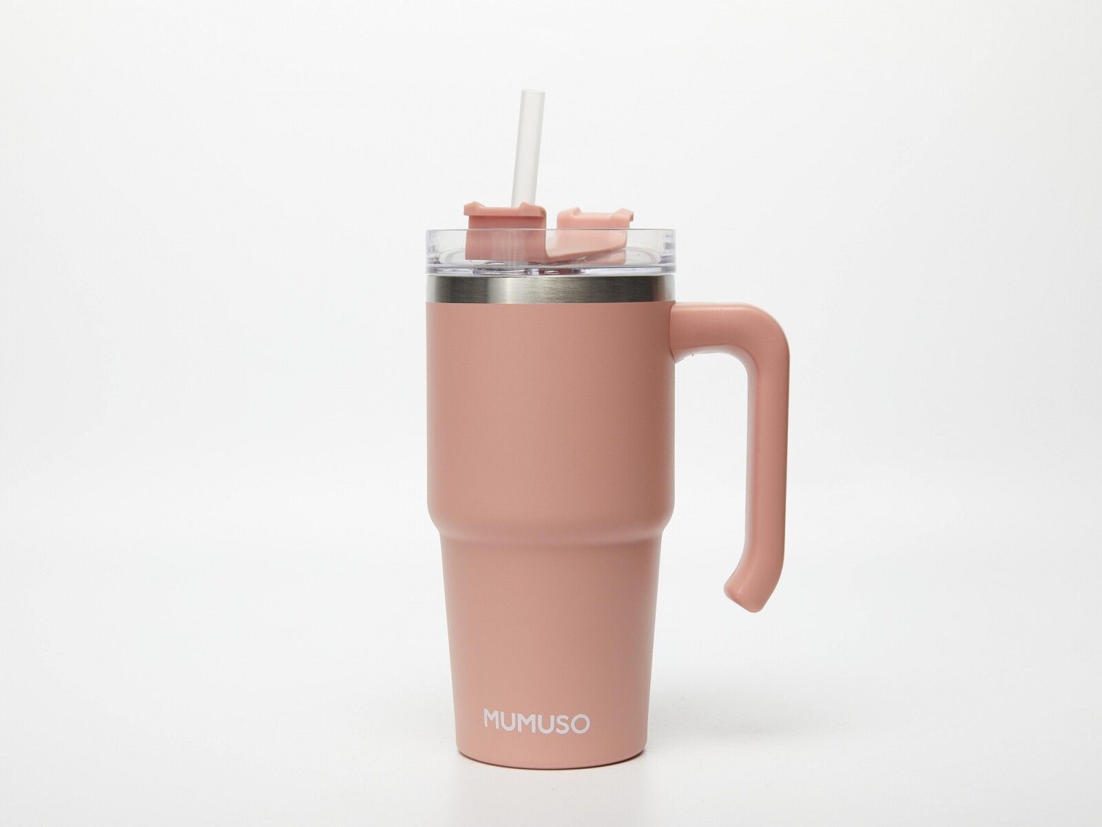 VASO AISLADO PARA COCHE CON MANILLA Y PAJITA (600 ML/ROSA) 