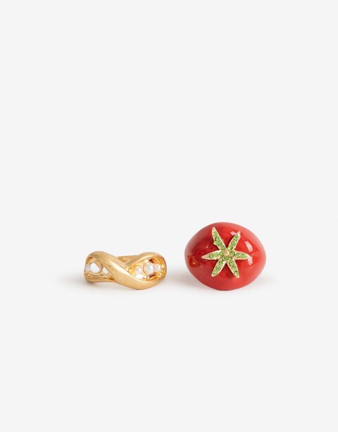 Sets Anillos Color Set De Anillos Chaucha Y Tomate - Dorado Oro Amarillo