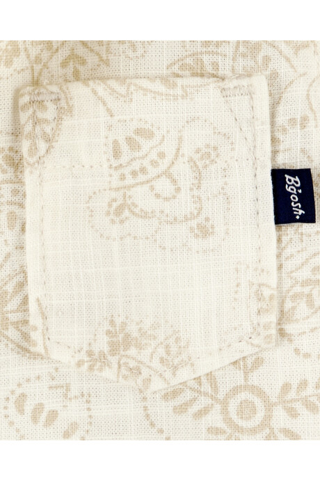 Camisa de algodón, manga corta, diseño tropical Sin color