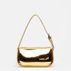 Cartera al hombro Leaf en efecto cuero charol Metalizado