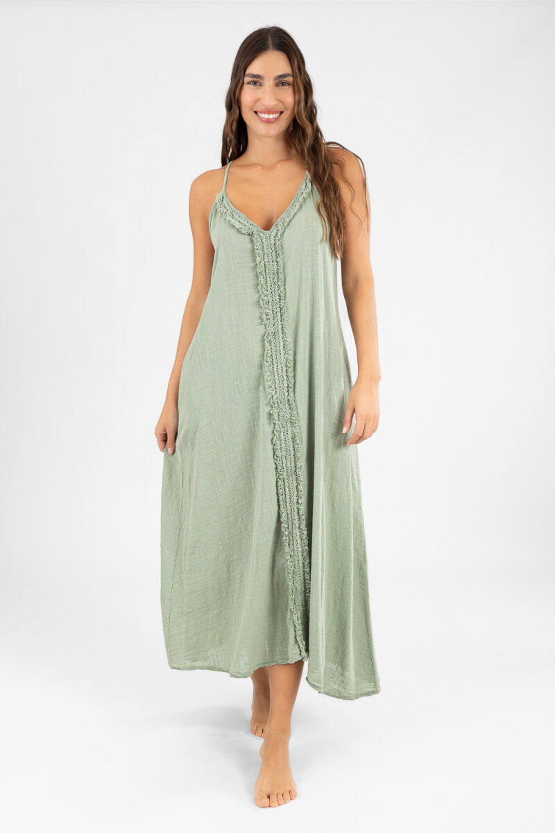Vestido desflecado toscana Musgo