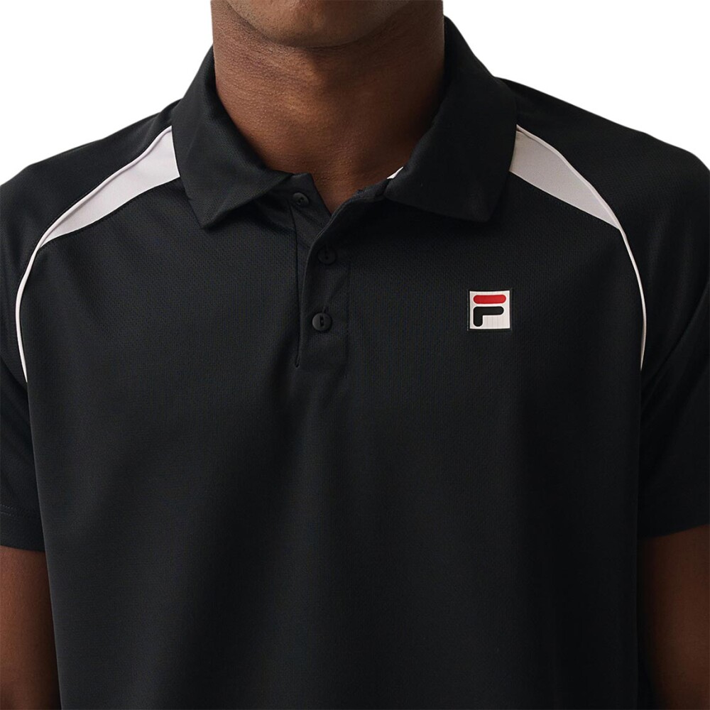 Fila Remera manga corta Polo tennis Line ii Hombre - Negro/Blanco Negro-Blanco