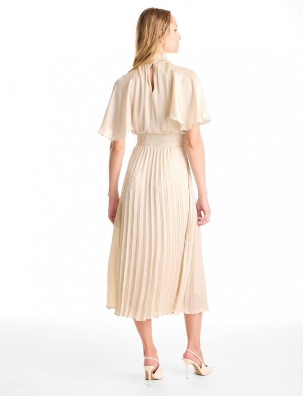 Vestido Saten Plisado BEIGE CLARO