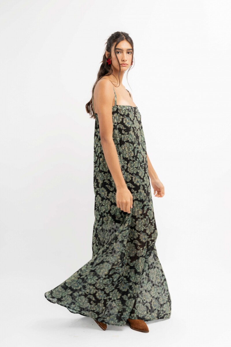 Vestido Filomena - Verde Flores 