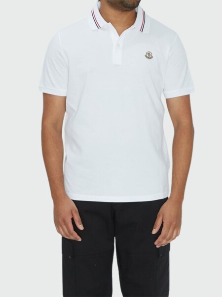 Moncler -Remera polo de algodón manga corta Negro Estampado