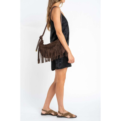 Cartera Flecos Gamuza Vegana Chocolate