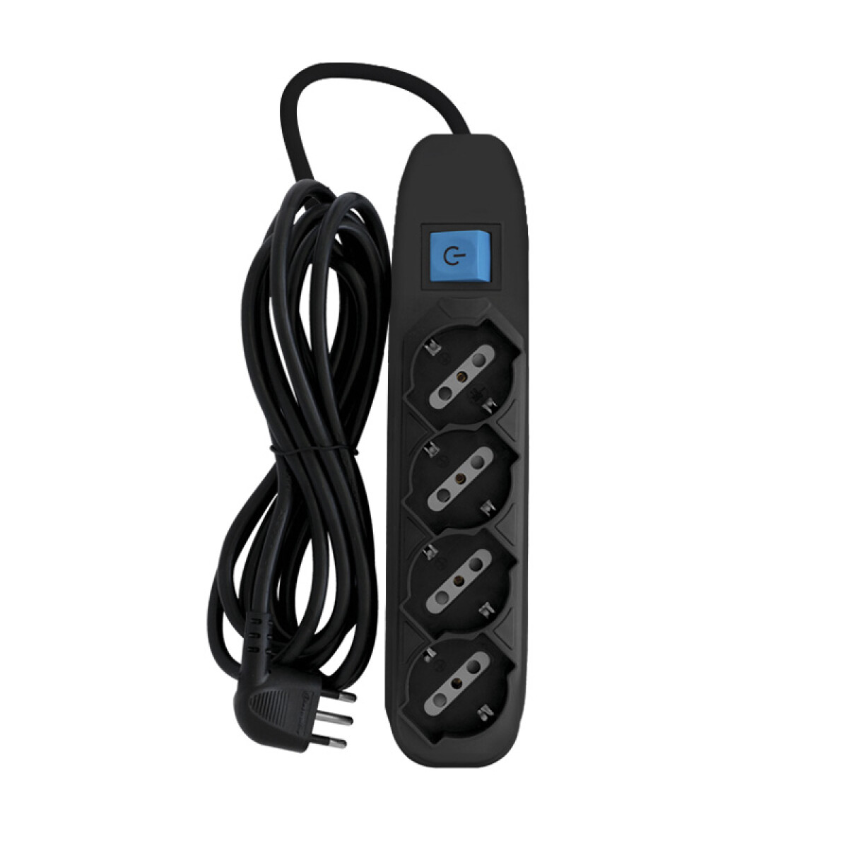 Alargue 4 (Schuko 2P+T) con Interruptor 10A 3m Negro 