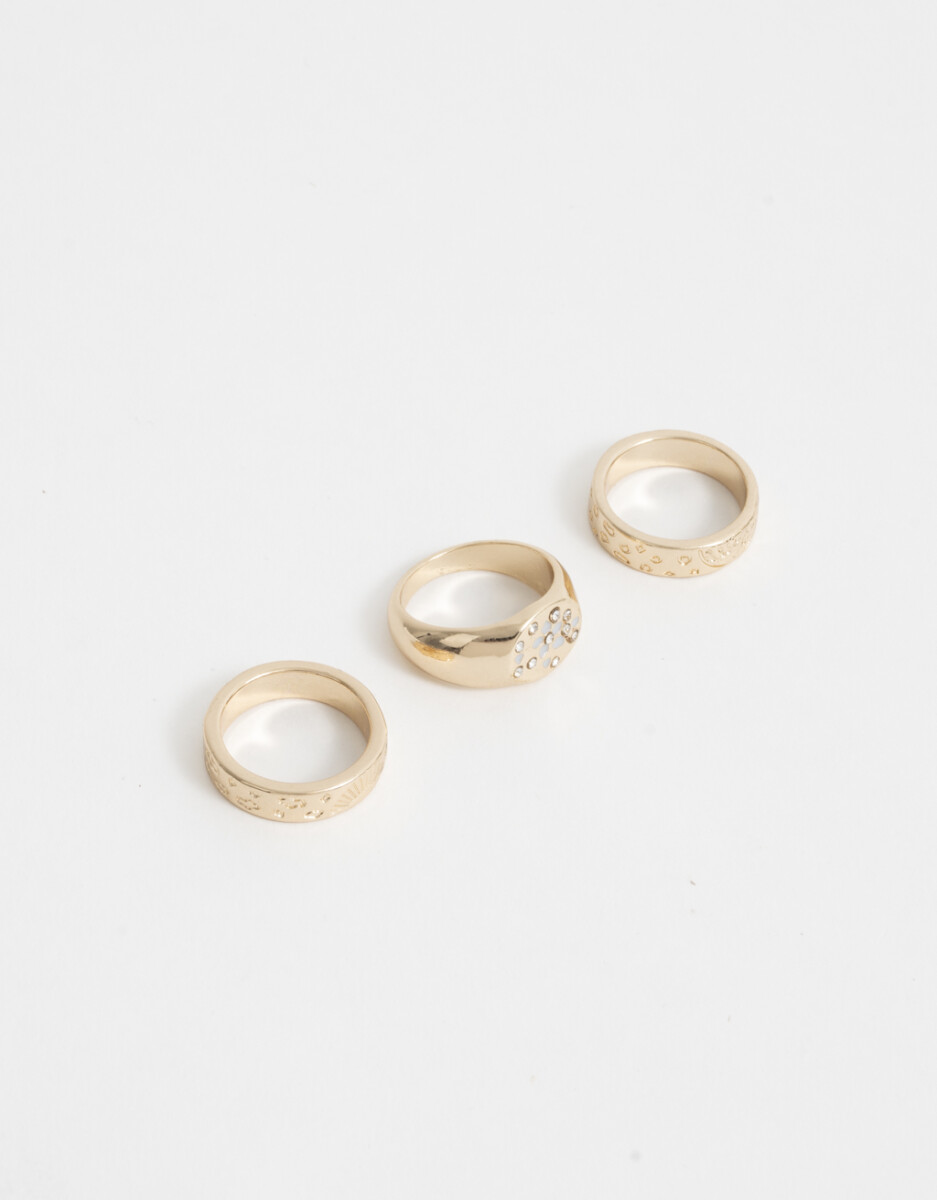 Set De Anillos De Metal Dorado 