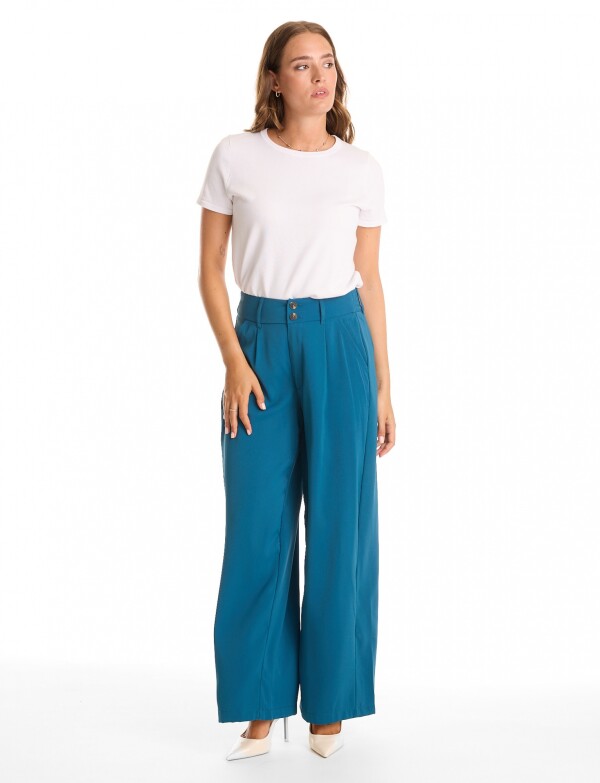 Palazzo Con Doble Botón & Cintura Elástica PETROLEO