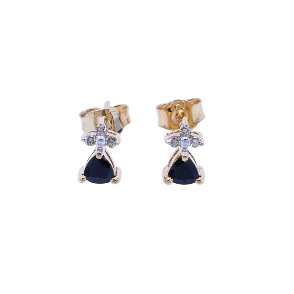 Caravanas oro 18k brillantes y zafiro. 