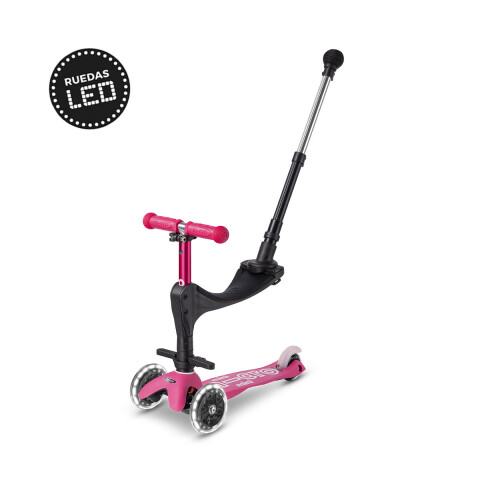 Monopatín 3 en 1 Micro Deluxe LED Ajustable con 3 Ruedas ROSA