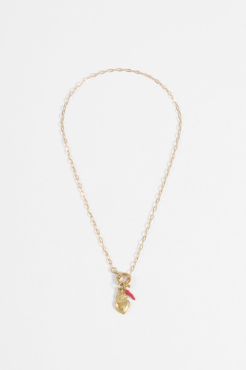 Collar acero dijes dorado