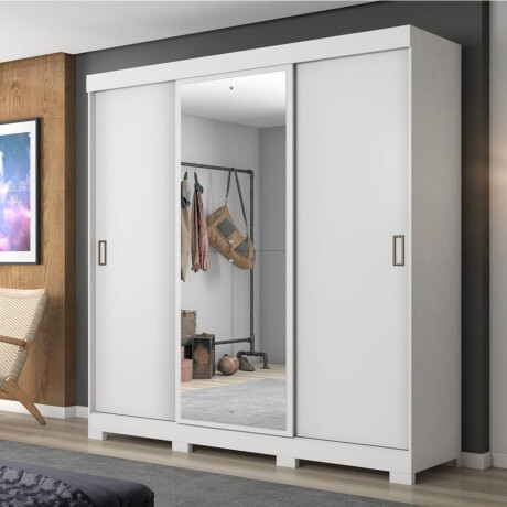 ROPERO 3 PUERTAS CORREDIZAS CON ESPEJO GUARDARROPA ARMARIO PLACARD CLOSET BLANCO