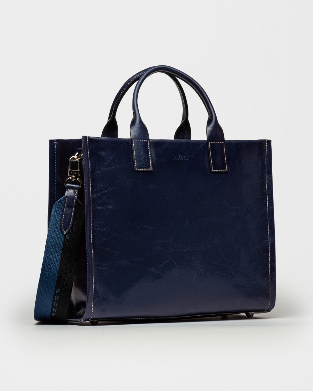Cartera de Mano Capri En Cuero Liso Azul