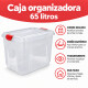 Set x3 Caja organizadora 65 lts TRANSPARENTE