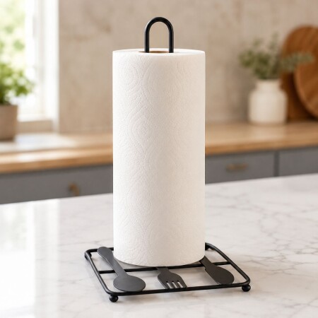 PORTA ROLLO DE PAPEL DE COCINA DE METAL NEGRO PORTA ROLLO DE PAPEL DE COCINA DE METAL NEGRO