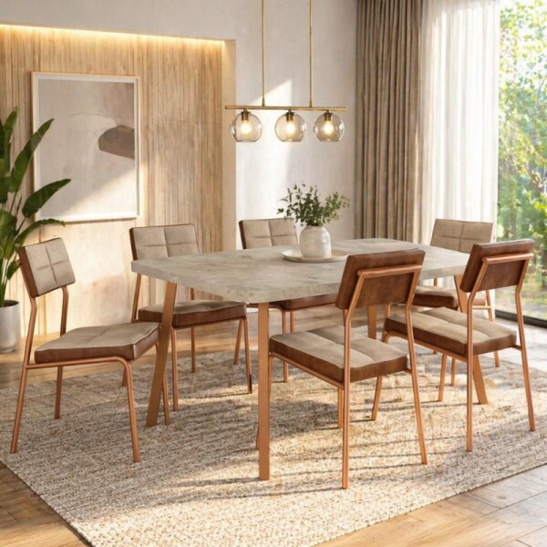 JUEGO DE COMEDOR MESA + 6 SILLAS - PETRA JUEGO DE COMEDOR MESA + 6 SILLAS - PETRA