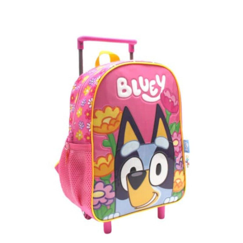 Mochila Bluey Flores 12" Carro Fucsia - Amarillo
