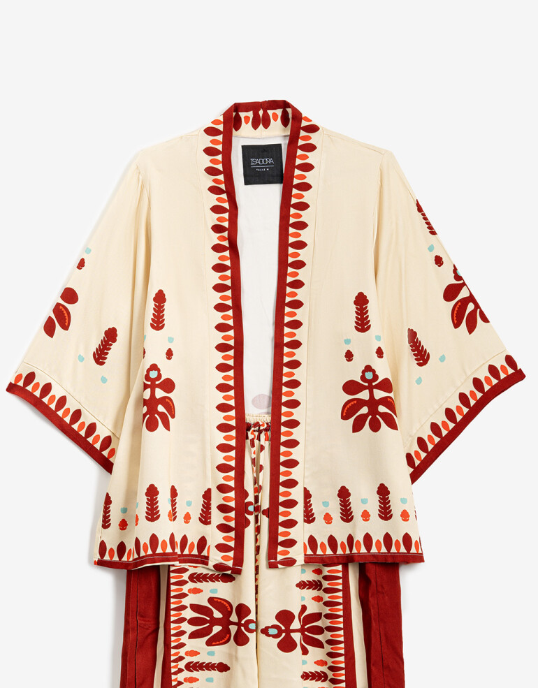 Kimonos Kimono Corto Estampado Bohemio - Combinacion Bicolor