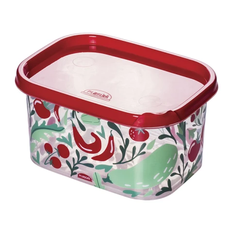Recipiente Rectangular con Diseños 900 ml VERDURA ROJO