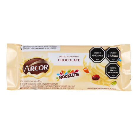 Tableta de chocolate blanco con Rocklets Arcor 80g Tableta de chocolate blanco con Rocklets Arcor 80g