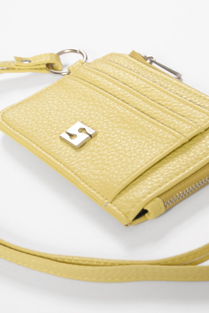 Tarjetero con strap granulado lima