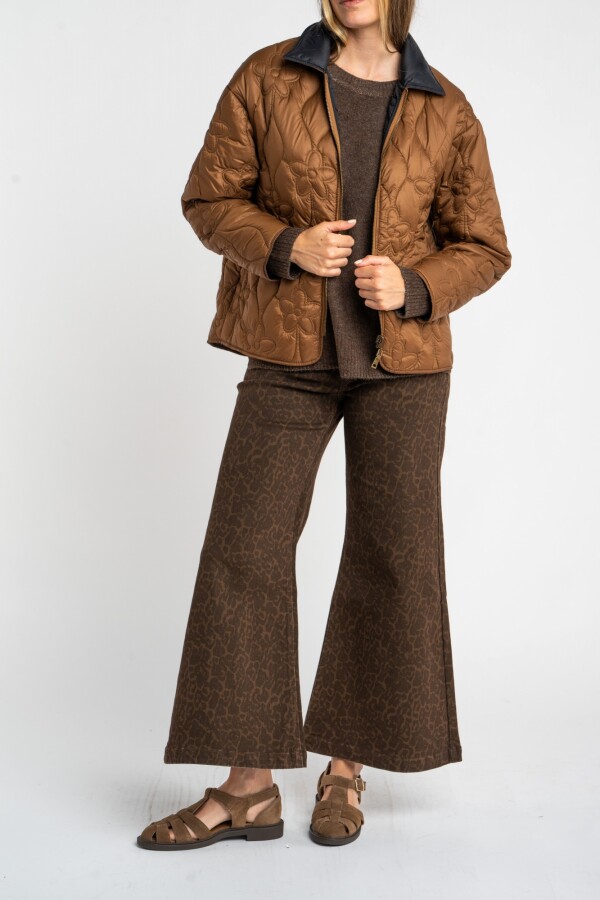 Campera Capitoneada Flores Chocolate