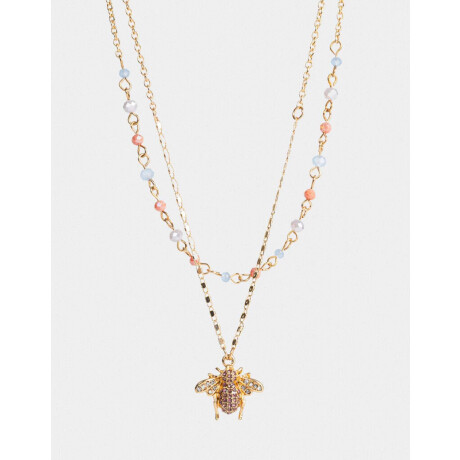 Collar Corto Dije Abeja Strass Dorado