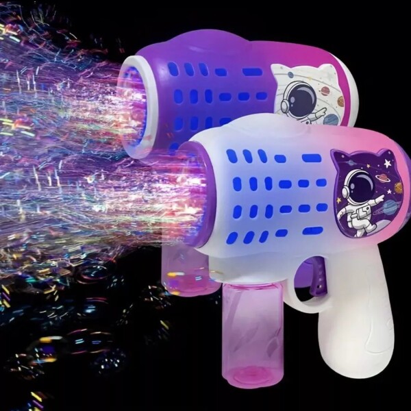 Bazooka Burbujas Pistola Burbujero Astronauta Luces A Pilas Variante Color Violeta