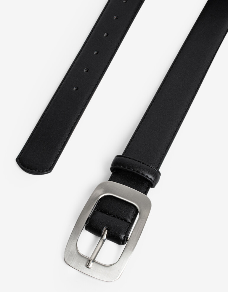 Cinturones y Fajas Cinturón Con Hebilla Rectangular - Negro