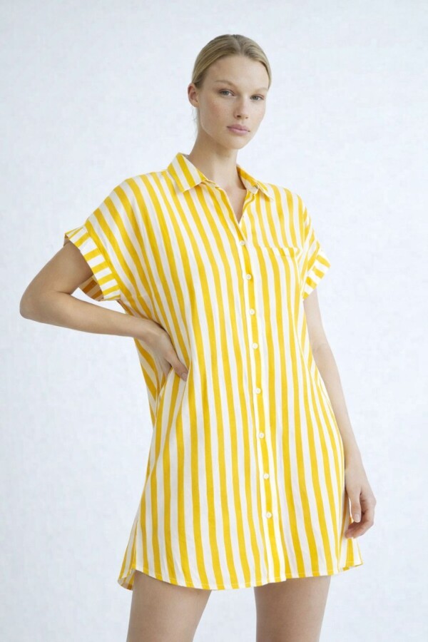 Vestido Camisero Pupa Estampa Amarillo