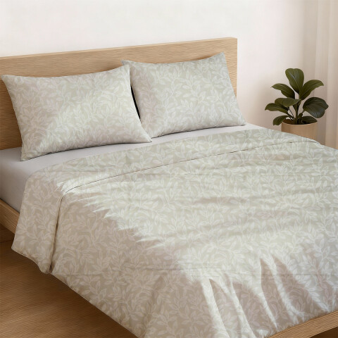 Juego Sábanas Queen Size Home Class Estampado 180 Hilos 100% Algodón 10-2 HOJAS BEIGE