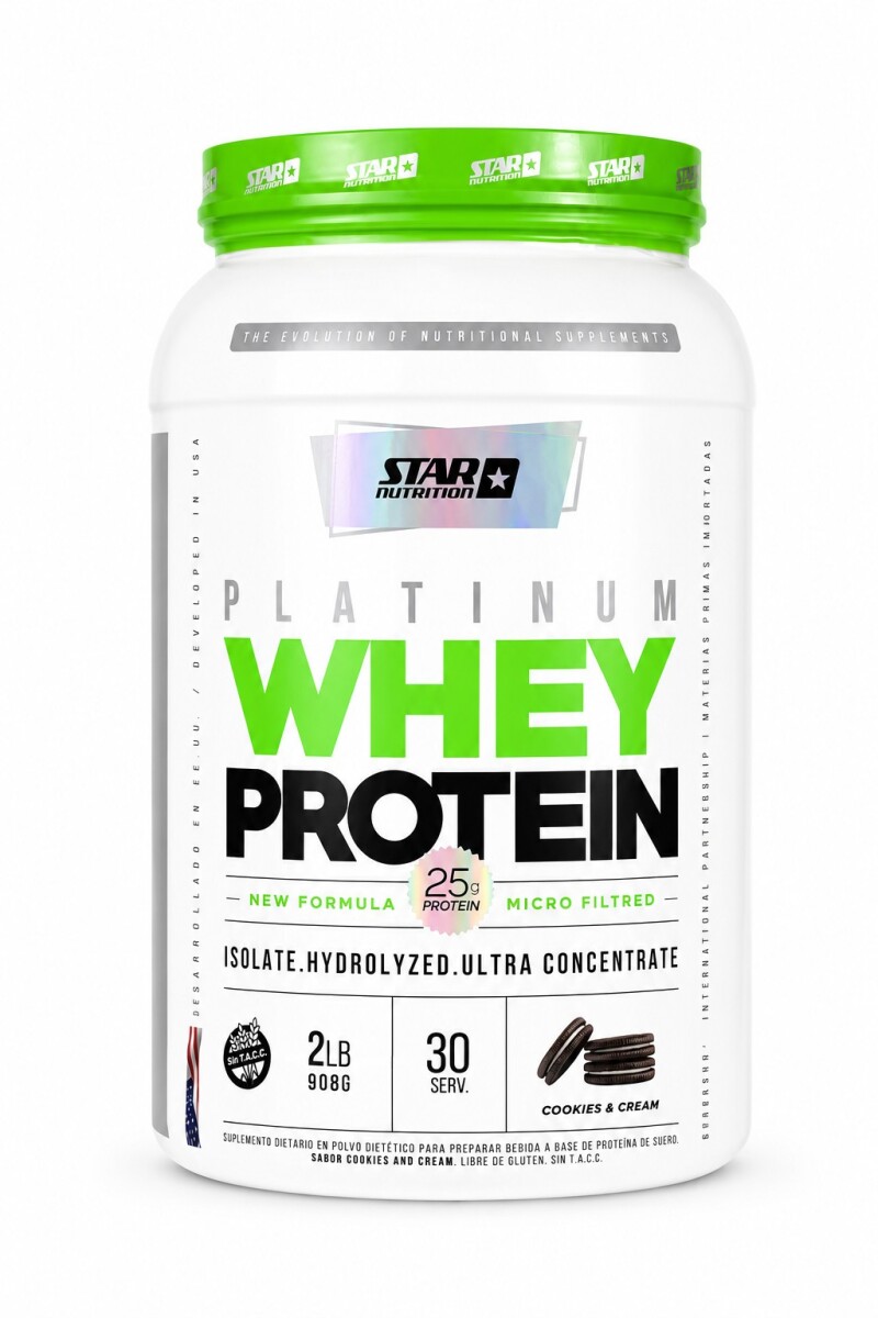 Platinum Whey Protein Cookies & Cream 2 lb Star Nutrition 