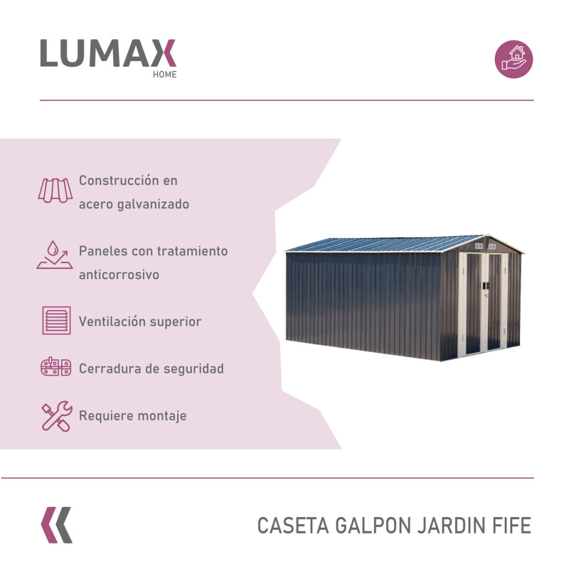 Caseta Galpon Jardin Lumax fife Gris Oscuro 202x255x377 Caseta Galpon Jardin Lumax fife Gris Oscuro 202x255x377