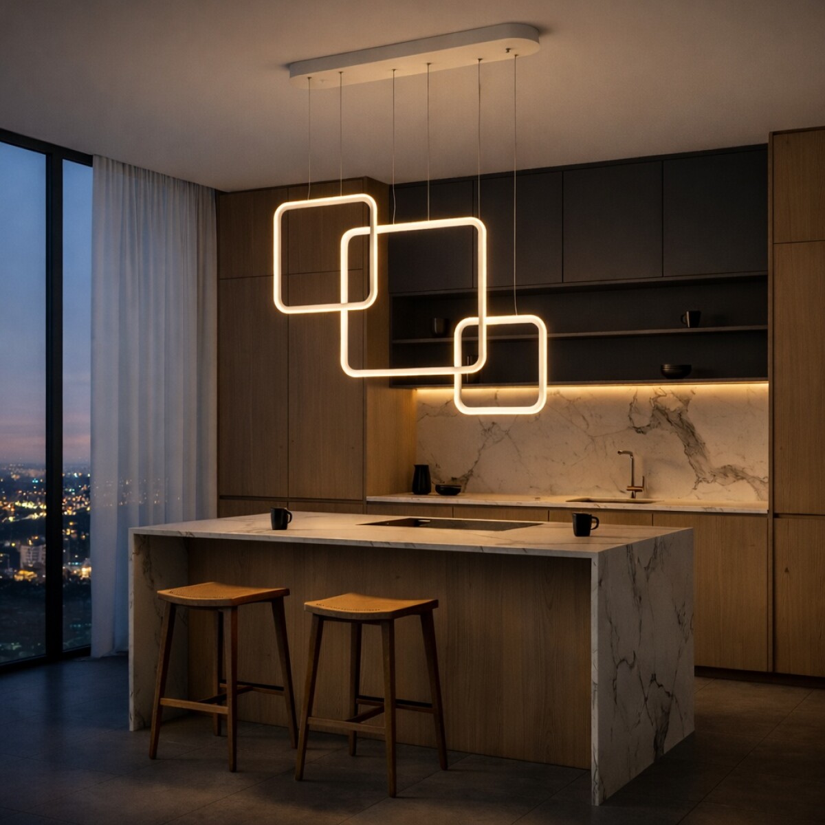 Colgante led lineal tres marcos verticales 58W Dimerizable 