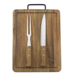 SET TABLA MADERA ACACIA CON CUCHILLA Y TENEDOR 38x28x2CM SET TABLA MADERA ACACIA CON CUCHILLA Y TENEDOR 38x28x2CM