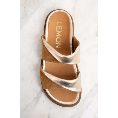 Sandalia Cuero Combinada Camel