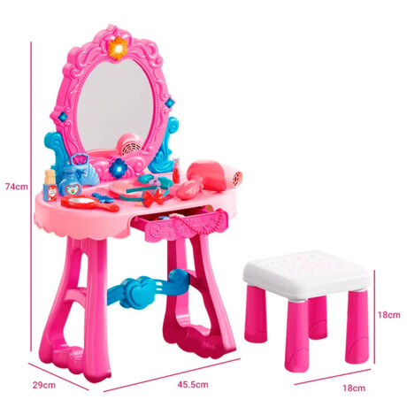 Set Tocador Infantil Maquillaje Y Peluquería C/banco Jug027024